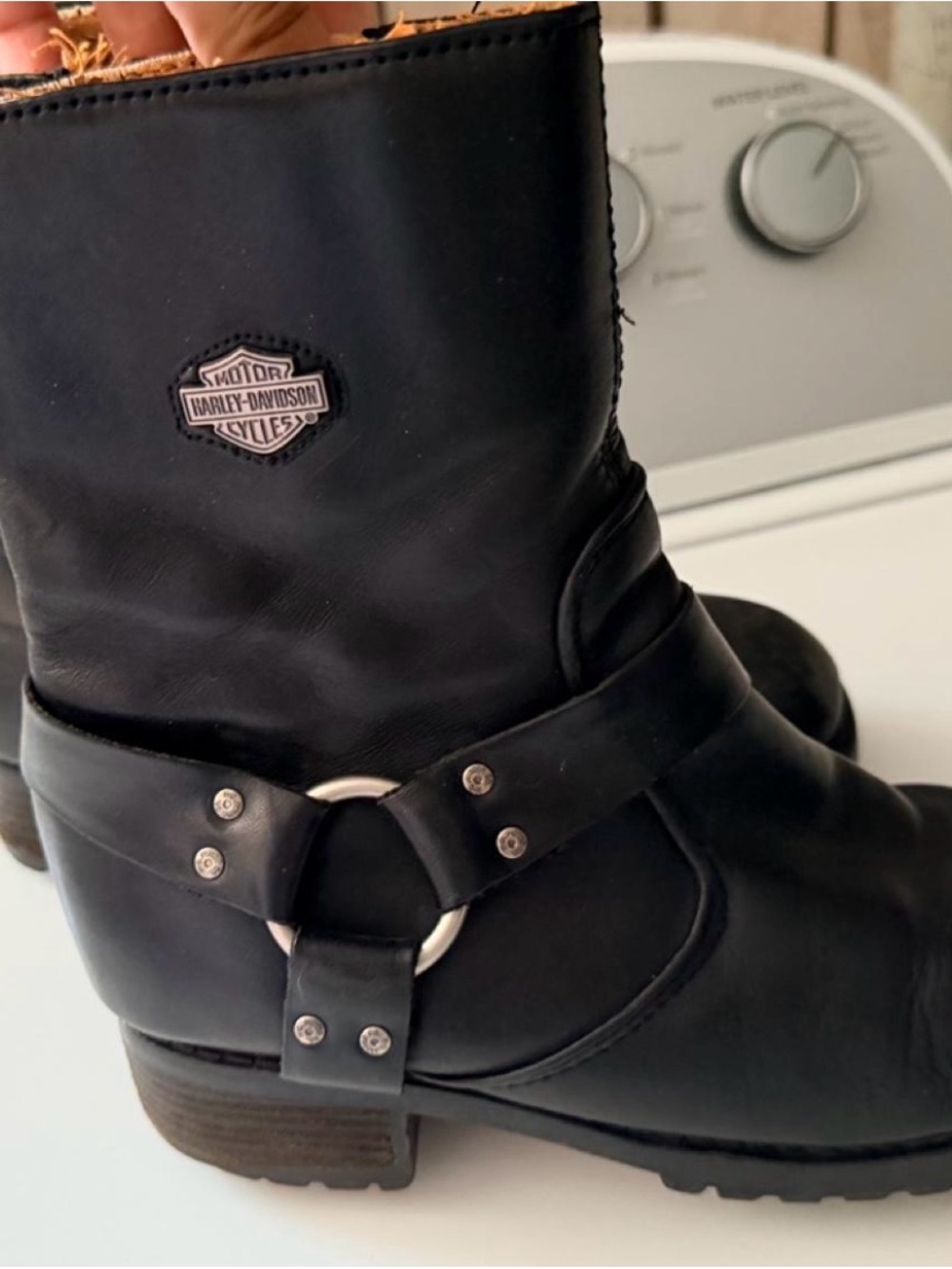 Harley-Davidson Black Leather Women's Harness Heeled Boots
